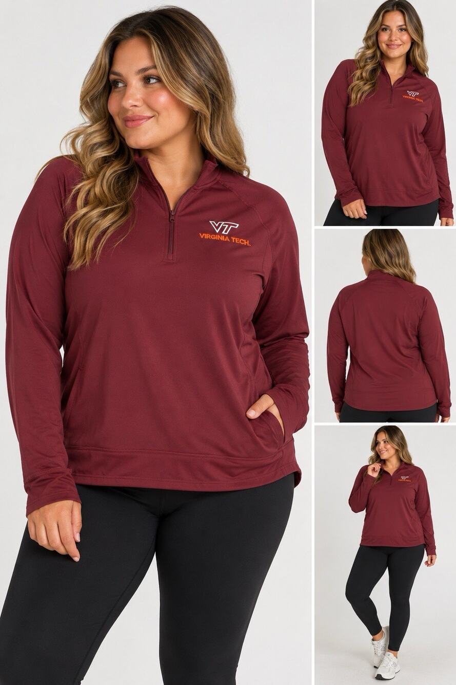 Sport-Tek Virginia Tech Hokies Womens XXL Maroon Quarter Zip Pullover Thumbholes